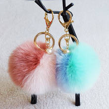 Cute Fluffy Fur Pom Pom Keychains Soft Faux Fur Ball Car Keyring Key Holder Women Bag Pendant Jewelry Handmade Accessories 2024 - buy cheap