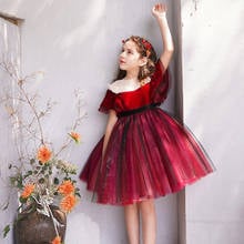 2019 г. Зимний подарок на Новый год, красное рождественское платье-пачка Детские платья для девочек, одежда для девочек вечерние платья, свадебное платье принцессы, Vestido 2024 - купить недорого