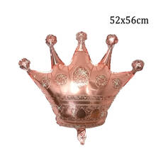 JQSYRISE-Globo de aluminio de corona de oro rosa, decoración para fiesta de cumpleaños, príncipe, Princesa, Baby Shower, juguetes para niños, suministros de primer cumpleaños, 1 pieza 2024 - compra barato