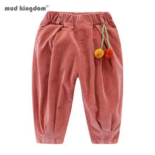 Mudkingdom Baby Girls Corduroy Pants Jogger Comes with Plush Pumpkin Pendant Solid Soft Elastic Waist Girls Harem Pants 2024 - buy cheap