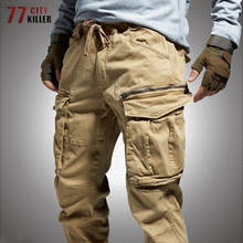 Multi-pocket Cargo Pants Men Cotton SWAT Combat Military Tactical Trousers Male Elastic Waist Zipper Joggers Men Streetwear Pant 2024 - buy cheap