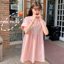 Vestidos rosas para mujer, moda dulce de verano, estilo japonés Kawaii, estudiantes, sencillos, Chic, Ulzzang, cuello vuelto 2024 - compra barato