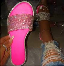 flip flop new fashion women slippers popular bright color rhinestones sparkling flat sandals beach ladies slippers Beach shoes 2024 - buy cheap