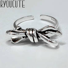 Exaggerated Retro Silver Color Bowknot Bow Rings For Women Engagement Rings Vintage Girls Open Jewelry 2024 - buy cheap