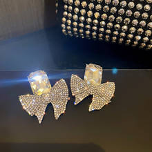 FYUAN-pendientes colgantes de cristal cuadrados geométricos para mujer, aretes de diamantes de imitación con lazo, accesorios de joyería para fiesta 2024 - compra barato