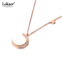 Lokaer Fashion Jewelry Star & Moon Pendant Rhinestones Inlaid Rose Gold Color Pendant Necklace Chirstmas Gift N18239 2024 - buy cheap