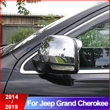 Углеродного волокна накладка на зеркало заднего вида автомобиля сбоку шапка с декором "крылья" в виде ракушки Защитный чехол для Jeep Grand Cherokee 2014 2016 2017 2018 2019 2020 2024 - купить недорого