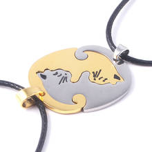 ZRM нержавеющая сталь белый черный и золотой серебряный питомец кошка подвеска в виде котенка головоломка совпадающее ожерелье цепочка для влюбленных Валентина' 2024 - купить недорого