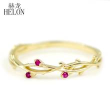 HELON Solid 14K Yellow Gold AU585 100% Genuine Natural Ruby Engagement Ring Trendy Fine Jewely Elegant Unique Gift Wedding Ring 2024 - buy cheap