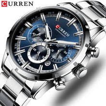 CURREN Top Brand Military Quartz Watches Silver Clock Mens Quartz Stainless Steel Chronograph Watch for Men Casual Sporty Watch 2024 - buy cheap