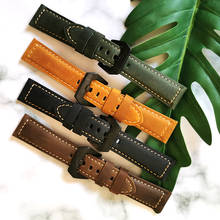 Pulseira de couro de 4 cores artesanal, acessórios de relógio vintage genuíno com cavalo louco 20mm 22mm 24mm 26mm, pulseira de relógio e pulseira de relógio 2024 - compre barato