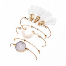 Conjunto de pulseiras femininas, acessórios de joias exagerados estilo vintage e meia cana de cristal com franjas e ouro 2024 - compre barato