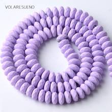 Lavender Purple Hematite Stone Natural Rubber Rondelle Beads For Jewelry Making 6mm Space Loose Beads Diy Bracelet Wholesale 15" 2024 - buy cheap