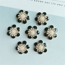 10 Pieces/Lot 17*18mm Rhinestone Imitation Pearls Black Glaze Flower Handmade Crafts DIY Accessories For Jewelry Making 2024 - buy cheap