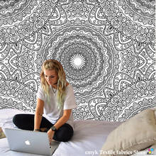 Tapete de estampa de mandala preto e branco, tapete de praia para yoga, coberta de mesa, tecido decorativo de parede, estilo boêmio, hippie indiano 2024 - compre barato