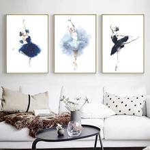 Póster de chica de Ballet minimalista y moderno de estilo nórdico, estudio de baile, sofá, fondo, decoración de pared, pintura central 2024 - compra barato