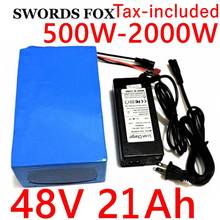 SWORDS FOX-batería de litio para patinete eléctrico, Motor de bicicleta eléctrica de 2000W, 48V, 20AH, 21ah, 1500W, batería de iones de litio, cargador de 3A, Libre de impuestos 2024 - compra barato