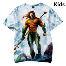 Camiseta con estampado 3D de Aquaman para niños y niñas, camisa harajuku de dibujos animados, de 3 a 14 años 2024 - compra barato