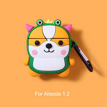 Funda de silicona suave con dibujos animados para Airpods 1 y 2, funda protectora para auriculares inalámbricos, con diseño de perro Corgi, Rana y alce 2024 - compra barato