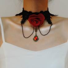 Готическое широкое черное кружевное ожерелье-чокер с цветами для женщин, модное панк-готическое ожерелье-чокер, милое винтажное ожерелье 2024 - купить недорого
