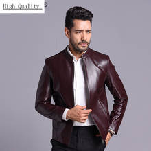 Jaqueta de couro genuíno masculina, casaco slim fit de outono 2020 coreano, jaquetas de pele de carneiro genuíno 2024 - compre barato