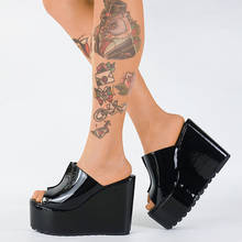 Sandalias elegantes con plataforma para mujer, zapatos de tacón alto cómodos para caminar, zapatillas de cuña, color negro, 2021 2024 - compra barato