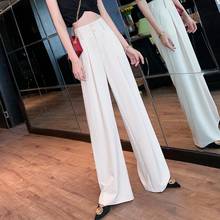 2021 Women Autumn Winter Vintage Suit Pant Lady Slim Button High Waist Wide Leg Trouser Female Casual Elegant Straight Pant D257 2024 - buy cheap