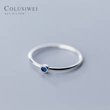 Coluswei anéis de prata esterlina 925, joia azul com slim cz, anéis para mulheres e meninas, acessórios fofos de moda, jóias e bijuterias 2024 - compre barato