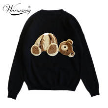 New Novelty Animal Patchwork Sweater Women Sweet Flocking Bear Sequined Knitted O-neck Long Sleeve Knit Pullover Jumper  C-114 2024 - buy cheap