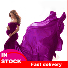 4# Women Pregnants Photography Props Maternity Dresses Off Shoulder Sleeveless Maternity Solid Dress Robe De Grossesse Shooting 2024 - buy cheap