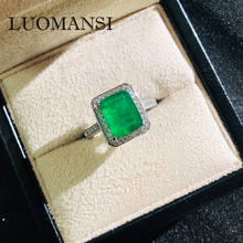 Luomansi Luxury Square Emerald Ring S925 Sterling Silver Woman Jewelry Birthday Gift Party Ring Wholesale 2024 - buy cheap