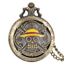 Hot Anime ONE PIECE Theme Luffy Hats Quartz Pocket Watch Bronze Pendant Necklace Clock Best Gifts for Students Men Women 2024 - buy cheap
