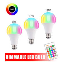 E27 LED Bulb 16 Color Changing RGB Magic Led Bulb 5/10/15W 85-265V RGB Lamp Spotlight + IR Remote Control Dimmable Lamp For Room 2024 - buy cheap