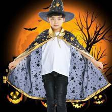 Disfraz de Halloween para niños y niñas, capa de bronce satinada con sombrero para niños, mago y bruja, Cosplay para fiesta de Halloween, 2020 2024 - compra barato
