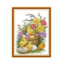 Chickens and flowers cross stitch kit aida 14ct 11ct count print canvas cross stitches   needlework embroidery DIY handmade 2024 - buy cheap