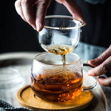 Glass Tea Mugs Tea Cup Milk Coffee travel mug Flower Tea Mugs With Tea Infuser Filter Lid Transparent Water Cup 1 Set Best Gift 2024 - buy cheap