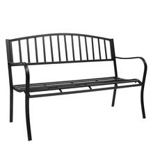Patio Parque Jardín jardín Banco al aire libre Patio porche silla Vintage asiento de Patio trasero muebles Marco de hierro negro fácil de montar limpio [US-W] 2024 - compra barato