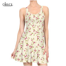 Cloocl vestido floral vintage para meninas, nova moda de verão e festa com estampa 3d sexy, moda fina 2021 2024 - compre barato