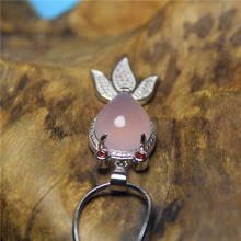 Collar de Calcedonia rosa para mujer, colgante Chapado en plata, con forma de pez dorado, regalo 2024 - compra barato