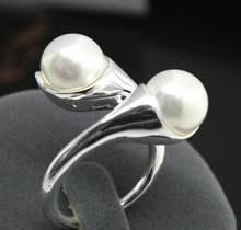 Free Shipping  noble lady's 6MM SHELL PEARL 925 RING SIZE ADJUSTABLE 2024 - buy cheap