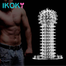 Ikoky anel peniano com manga para ampliação, pênis, brinquedos adultos sexuais para homens, extensão atrasada, preservativo, produtos para adultos 2024 - compre barato
