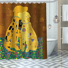 Personalizado de alta qualidade the-kiss-gustav-klimt cortina de chuveiro impermeável banheiro poliéster tecido cortina de banheiro com ganchos 2024 - compre barato