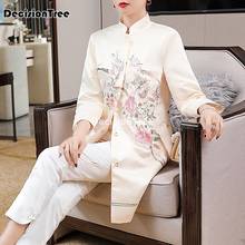 2021 plus chinês tradicional vestido guindaste bordado melhorado tang roupas mulher asiática robe longo cheongsam qipao casaco 2024 - compre barato
