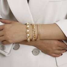 Gold Color Clip Simulated Pearl Bracelets for Women BOHO Bracelet Bangles Femme Fashion Jewelry Accessories 3pcs/set 2024 - buy cheap
