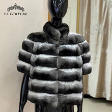Casacos de pele de coelho 100% rex, jaqueta curta de pele feminina quente de inverno, vestuário com meia manga, casaco feminino 2024 - compre barato