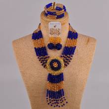 Fantasia ab dourada champanhe azul real conjunto joias africanas cristal 6cls 2024 - compre barato
