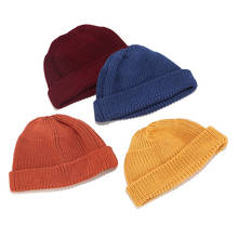 Short Design Plain Beanie Hats for Men Women Soft Acrylic Winter Knitted Cap Warm Stylish Hip Hop Streetwear Yellow Orange Beige 2024 - buy cheap