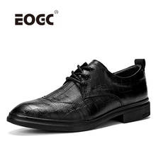Zapatos de vestir de cuero genuino para Hombre, calzado Formal de negocios, planos, con cordones, Oxford 2024 - compra barato