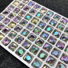 10mm 12mm Cushion Fancy Stone glass crystal rhinestones for point Back crystal beads Fat square strass gems crystal for Jewelry 2024 - buy cheap
