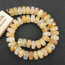 APDGG Natural 8x15mm Brazilian Golden Quartz Faceted Rondelle Wheel Nugget Beads 15" Strand Jewelry Making DIY 2024 - buy cheap